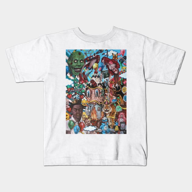 Your Memories Are Lies XXVII: Escalation | Apocalyptic Labyrinth | Fantasy VS Reality | Acid Bath | Original Oil Painting Tyler Tilley Kids T-Shirt by Tiger Picasso